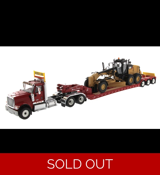 International HX520 Lowboy W/CAT 12M3 Motor Grader